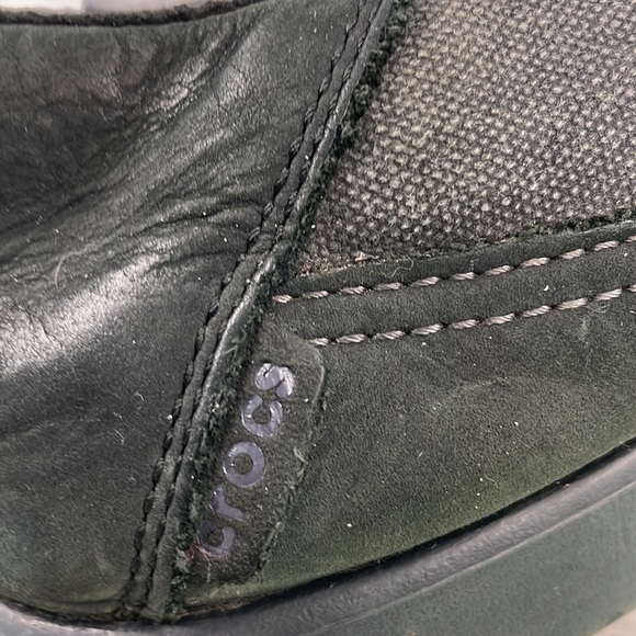 Crocs Black and Charcoal Leather and Canvas Slip on Loafers main image 4